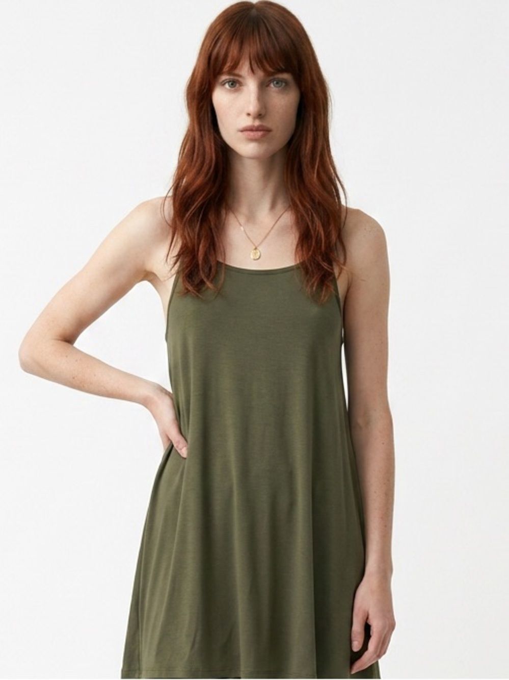 VIBE | Tank Style T-Shirt Dress Dark Green Large